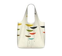 OKFSTY Mid Century Modern Prints Print Printed Reusable Tote 25l Polyester Grocery Shopper Packable Washable Modern Carryall