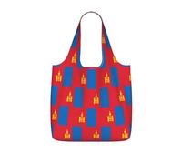 OKFSTY Mongolian Flag Print Printed Reusable Tote 25l Polyester Grocery Shopper Packable Washable Modern Carryall