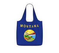 OKFSTY Montana State Flag Print Printed Reusable Tote 25l Polyester Grocery Shopper Packable Washable Modern Carryall