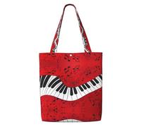 OKFSTY Music Note Piano Canvas Tote Bag, Pockets, Durable, Lightweight, Polyester Shopping Cloth Bag, Gifts