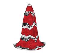 OKFSTY Music Note Piano Teen Hooded Cape For Halloween Party Witch Vampire Wizard Masquerade Ball Costume Cosplay Gear