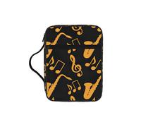 OKFSTY Musical Notes Treble Stylish Printed Bible Bag with Smooth Zippers & Multi-Pockets Compact Organizer for Religious Study