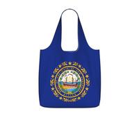 OKFSTY New Hampshire State Flag Print Printed Reusable Tote 25l Polyester Grocery Shopper Packable Washable Modern Carryall