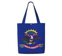 OKFSTY North Dakota State Flag Canvas Tote Bag, Pockets, Durable, Lightweight, Polyester Shopping Cloth Bag, Gifts