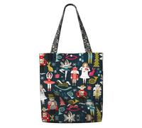 OKFSTY Nutcracker Ballet Xmas Dance Canvas Tote Bag, Pockets, Durable, Lightweight, Polyester Shopping Cloth Bag, Gifts