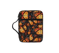 OKFSTY Orange Monarch Butterflies Stylish Printed Bible Bag with Smooth Zippers & Multi-Pockets Compact Organizer for Religious Study