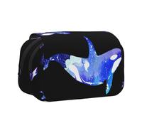 OKFSTY Orca Killer Whale Printing Double Layer Pen Pencil Case,Large Capacity Storage Pen Pouch for School Supplies for Kids