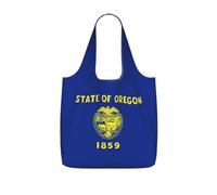 OKFSTY Oregon State Flag Print Printed Reusable Tote 25l Polyester Grocery Shopper Packable Washable Modern Carryall