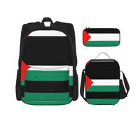 OKFSTY Palestine Flag 3pcs Backpack, 16" Boys Preschool Elementary Bookbag and Lunch Box Light Weight