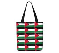 OKFSTY Palestine Flag Canvas Tote Bag, Pockets, Durable, Lightweight, Polyester Shopping Cloth Bag, Gifts