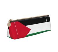 OKFSTY Palestine Flag Classic Triangular Design Portable Leather Pencil Case with Large Storage Capacity Pencil Pouch