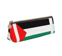 OKFSTY Palestine Flag Classic Triangular Design Portable Leather Pencil Case with Large Storage Capacity Pencil Pouch