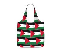 OKFSTY Palestine Flag Print Printed Reusable Tote 25l Polyester Grocery Shopper Packable Washable Modern Carryall