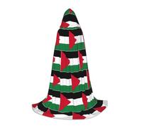 OKFSTY Palestine Flag Teen Hooded Cape For Halloween Party Witch Vampire Wizard Masquerade Ball Costume Cosplay Gear