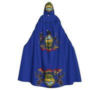 OKFSTY Pennsylvania State Flag Printing Adult Halloween Large Hooded Cloak 57.8 Inches Length, Suitable For Masquerade Costumes, Comic Con