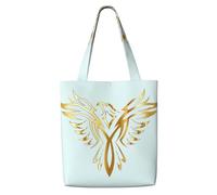 OKFSTY Phoenix Canvas Tote Bag, Pockets, Durable, Lightweight, Polyester Shopping Cloth Bag, Gifts