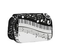 OKFSTY Piano Keys with Musical Notes Printing Double Layer Pen Pencil Case,Large Capacity Storage Pen Pouch for School Supplies for Kids