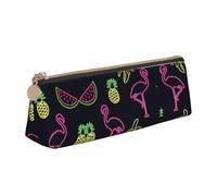 OKFSTY Pineapple Banana Flamingo Classic Triangular Design Portable Leather Pencil Case with Large Storage Capacity Pencil Pouch
