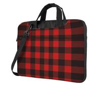 OKFSTY Plaid Red And Black Print Soft Fabric Laptop Bag Oxford Cloth Shoulder Tote Comfortable Padded Case For Everyday Use