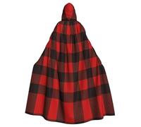OKFSTY Plaid Red And Black Printing Adult Halloween Large Hooded Cloak 57.8 Inches Length, Suitable For Masquerade Costumes, Comic Con