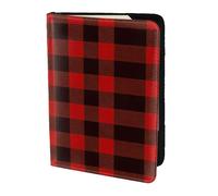OKFSTY Plaid Red and Black Printing Fashion Passport Holder Personalized Printed Cowhide Id Holder Travel Passport Cover 5.5 in