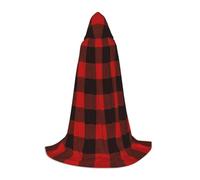 OKFSTY Plaid Red And Black Printing Hooded Cape For Teenagers,Halloween Hooded Cape For Teenagers, Suitable For Themed Parties,Comic Con