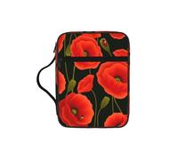 OKFSTY Poppy Flowers Stylish Printed Bible Bag with Smooth Zippers & Multi-Pockets Compact Organizer for Religious Study