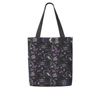 OKFSTY Purple Black Goth Spooky Canvas Tote Bag, Pockets, Durable, Lightweight, Polyester Shopping Cloth Bag, Gifts