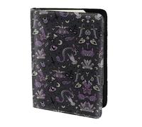 OKFSTY Purple Black Goth Spooky Printing Fashion Passport Holder Personalized Printed Cowhide Id Holder Travel Passport Cover 5.5 in