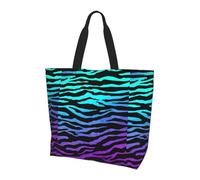 OKFSTY Purple Blue Green Camouflage Zebra Stripes Printed Reusable Shoulder Bag For Women, Large Tote Shopping Bag With Pocket, Trendy Handbag For Work Gym Travel