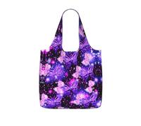 OKFSTY Purple Cute Butterfly Print Print Printed Reusable Tote 25l Polyester Grocery Shopper Packable Washable Modern Carryall