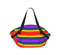 OKFSTY Rainbow Flag 2-in-1 Foldable Camping Tote Bag, 37'' Stylish Printed Beach Blanket for Outdoor Picnic Travel