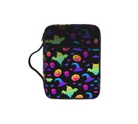 OKFSTY Rainbow Halloween Ghost Witch Hat Spiders Stylish Printed Bible Bag with Smooth Zippers & Multi-Pockets Compact Organizer for Religious Study