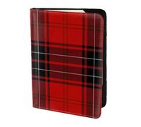 OKFSTY Red and Black Plaid Printing Fashion Passport Holder Personalized Printed Cowhide Id Holder Travel Passport Cover 5.5 in
