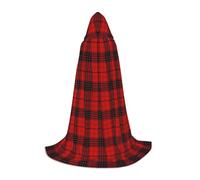 OKFSTY Red And Black Plaid Printing Hooded Cape For Teenagers,Halloween Hooded Cape For Teenagers, Suitable For Themed Parties,Comic Con