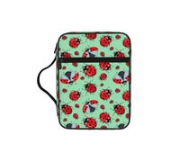 OKFSTY Red Bugs On A Blue Background Stylish Printed Bible Bag with Smooth Zippers & Multi-Pockets Compact Organizer for Religious Study