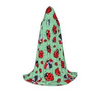 OKFSTY Red Bugs On A Blue Background Teen Hooded Cape For Halloween Party Witch Vampire Wizard Masquerade Ball Costume Cosplay Gear