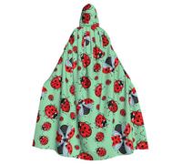 OKFSTY Red Ladybugs On A Blue Background Printing Adult Halloween Large Hooded Cloak 57.8 Inches Length, Suitable For Masquerade Costumes, Comic Con