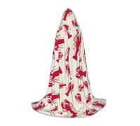 OKFSTY Red Lobster Printing Hooded Cape For Teenagers,Halloween Hooded Cape For Teenagers, Suitable For Themed Parties,Comic Con