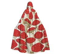 OKFSTY Red White Mushroom Printing Adult Halloween Large Hooded Cloak 57.8 Inches Length, Suitable For Masquerade Costumes, Comic Con