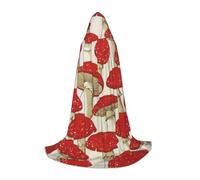 OKFSTY Red White Mushroom Printing Hooded Cape For Teenagers,Halloween Hooded Cape For Teenagers, Suitable For Themed Parties,Comic Con