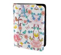 OKFSTY Romantic Fancy Floral Birds Butterfly Printing Fashion Passport Holder Personalized Printed Cowhide Id Holder Travel Passport Cover 5.5 in