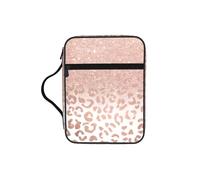 OKFSTY Rose Gold Glitter Stylish Printed Bible Bag with Smooth Zippers & Multi-Pockets Compact Organizer for Religious Study