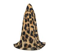 OKFSTY Rough Leopard Print Teen Hooded Cape For Halloween Party Witch Vampire Wizard Masquerade Ball Costume Cosplay Gear