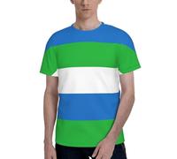 OKFSTY Sierra Leone Flag Men's Polyester T-Shirts,Fashion Crew Neck Short Sleeve Tees for Men Summer Basic Tops,1 Pack Black
