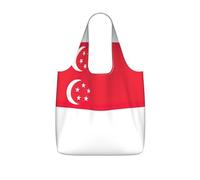 OKFSTY Singapore Flag Print Printed Reusable Tote 25l Polyester Grocery Shopper Packable Washable Modern Carryall