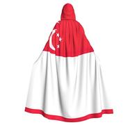 OKFSTY Singapore Flag Printing Adult Halloween Large Hooded Cloak 57.8 Inches Length, Suitable For Masquerade Costumes, Comic Con