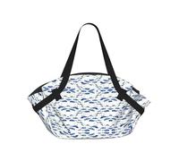 OKFSTY Small blue whale swimming 2-in-1 Foldable Camping Tote Bag, 37'' Stylish Printed Beach Blanket for Outdoor Picnic Travel
