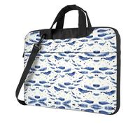 OKFSTY Small Blue Whale Swimming Print Soft Fabric Laptop Bag Oxford Cloth Shoulder Tote Comfortable Padded Case For Everyday Use