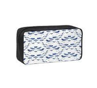 OKFSTY Small Blue Whale Swimming Printed School Stationery Pouch Roomy Pencil Organizer Durable Zip Bag Polyester Case for Daily Carry